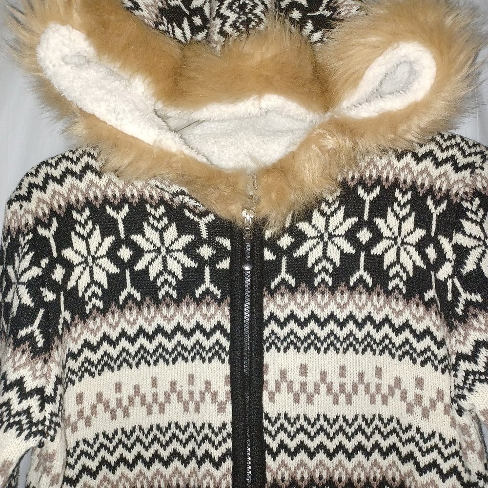 JON & ANNA FAUX FUR HOODED SWEATER JACKET